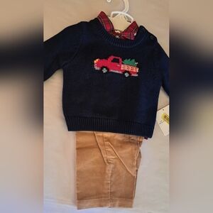 NWT Starting Out Boys Holiday/Christmas 3-Pc Outift Red Pick UpTruck 6mo